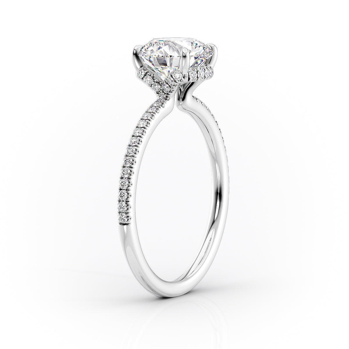 Pave Engagement Ring Featuring 2.0 CT Oval Moissanite 5