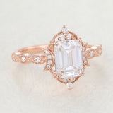 Emerald Vintage Art Deco Lab-Grown Diamond Engagement Ring