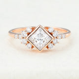 Princess Bezel & Cluster Lab-Grown Diamond Engagement Ring