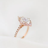 Pear Halo & Pave Cathedral Lab Grown Diamond Engagement Ring