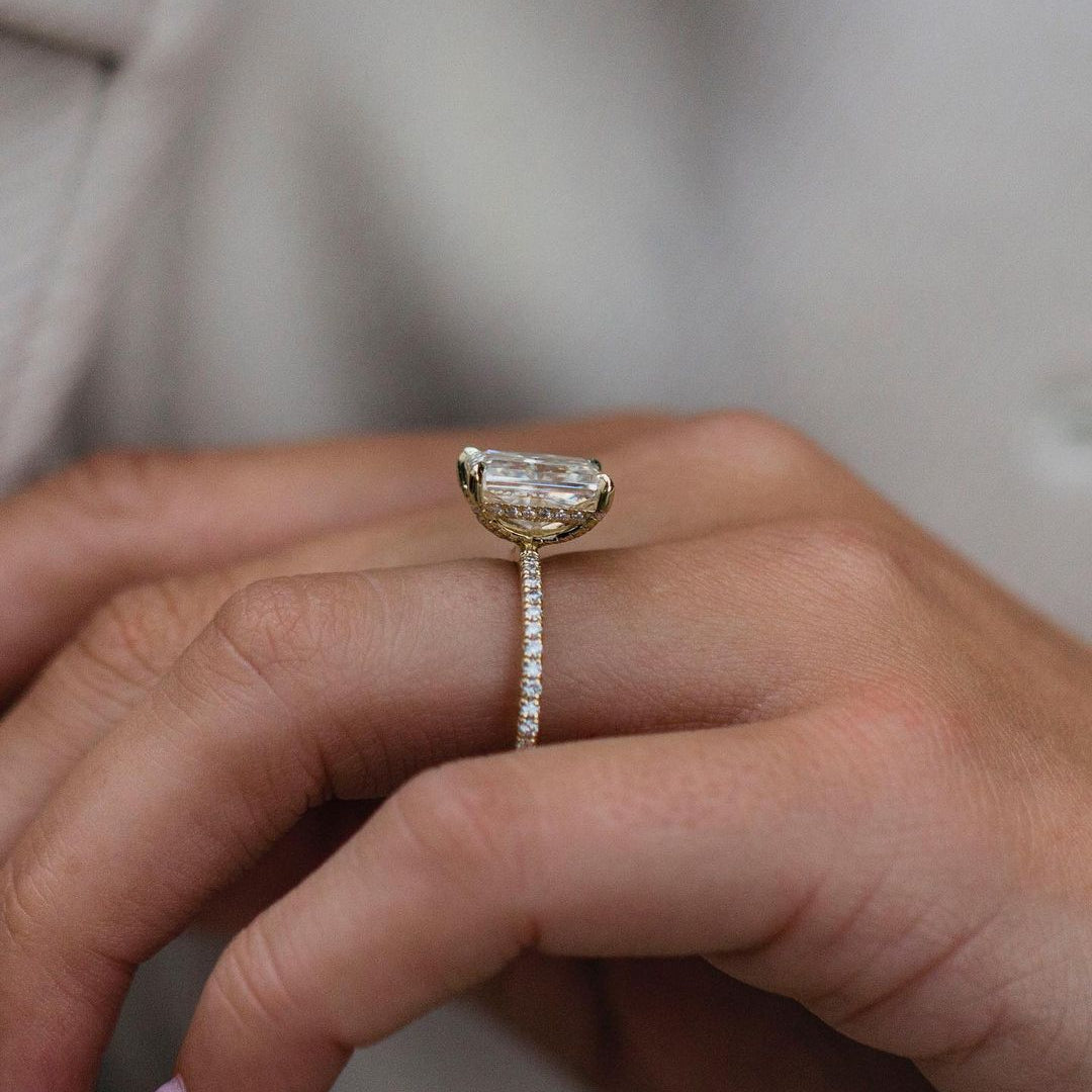 3.55 CT Radiant Hidden Halo  Moissanite Engagement Ring 2