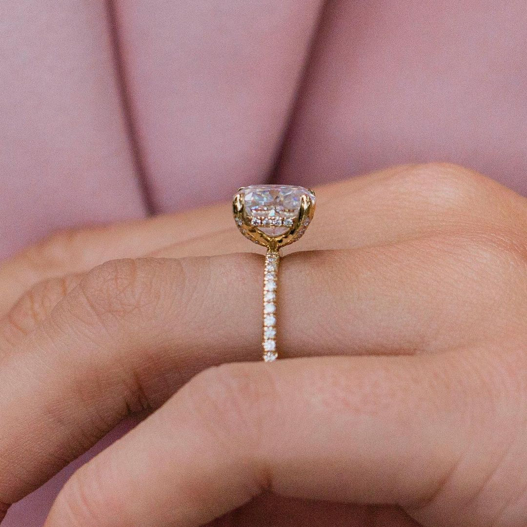 Cushion Pave Lab Grown Diamond Engagement Ring