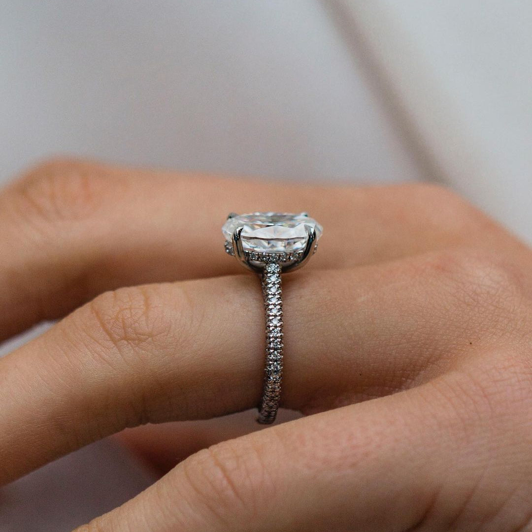 Oval Pave Lab Grown Diamond Engagement Ring