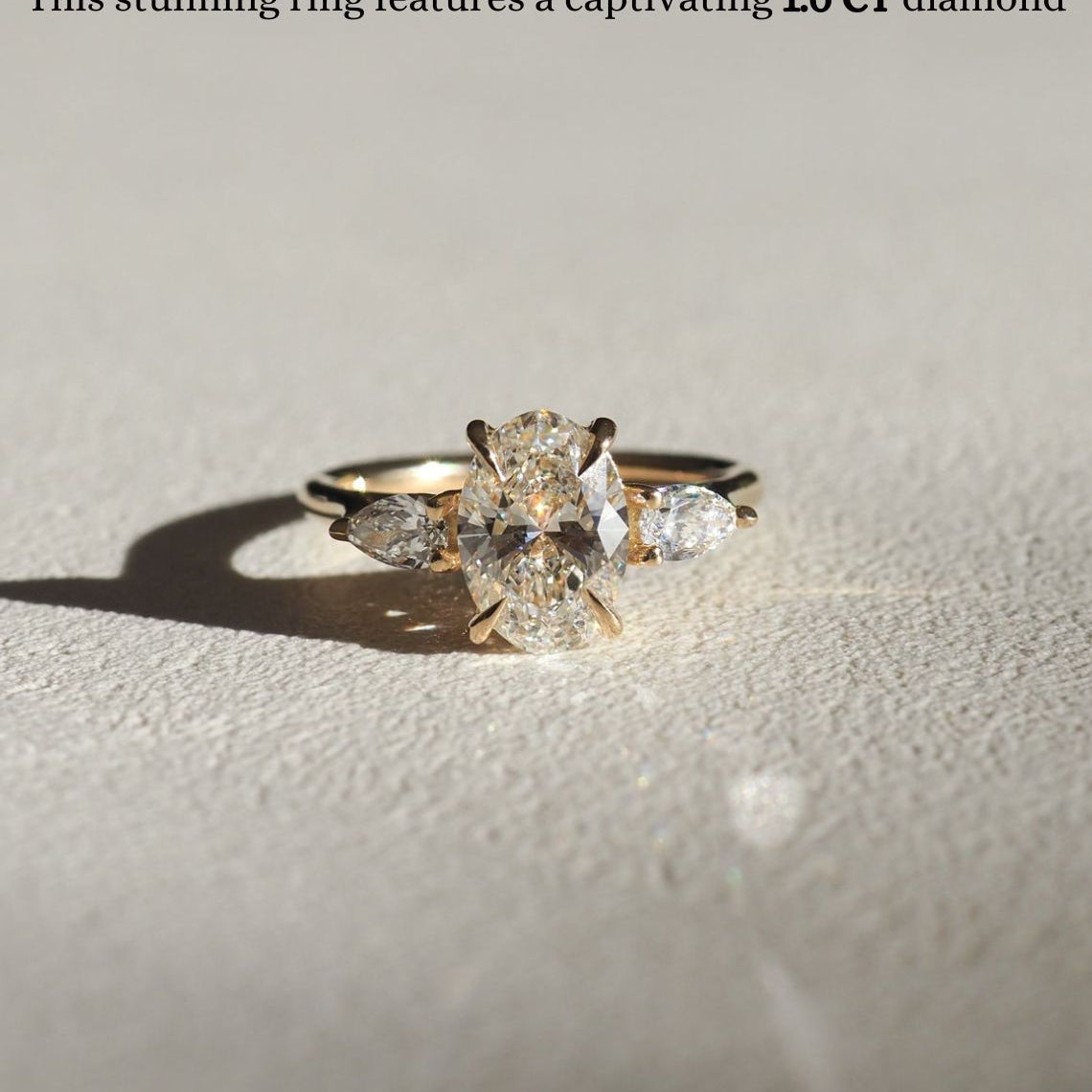 1.0 CT Oval Moissanite Three Stone Style Engagement Ring - farrellouise