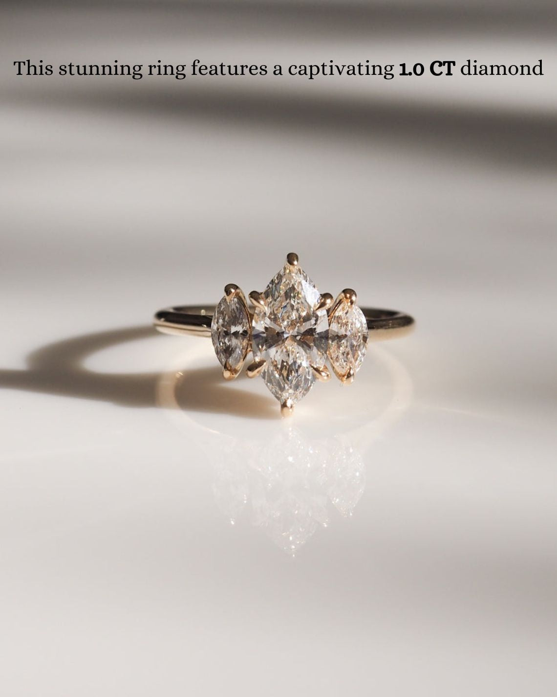 1.0 CT Marquise Moissanite Three Stone Style Engagement Ring - farrellouise