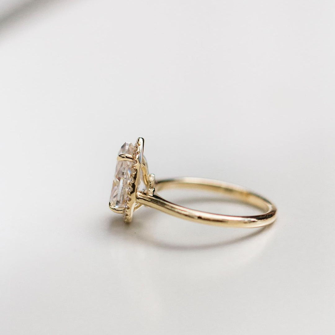 2.35 CT Pear Halo Moissanite Engagement Ring 3