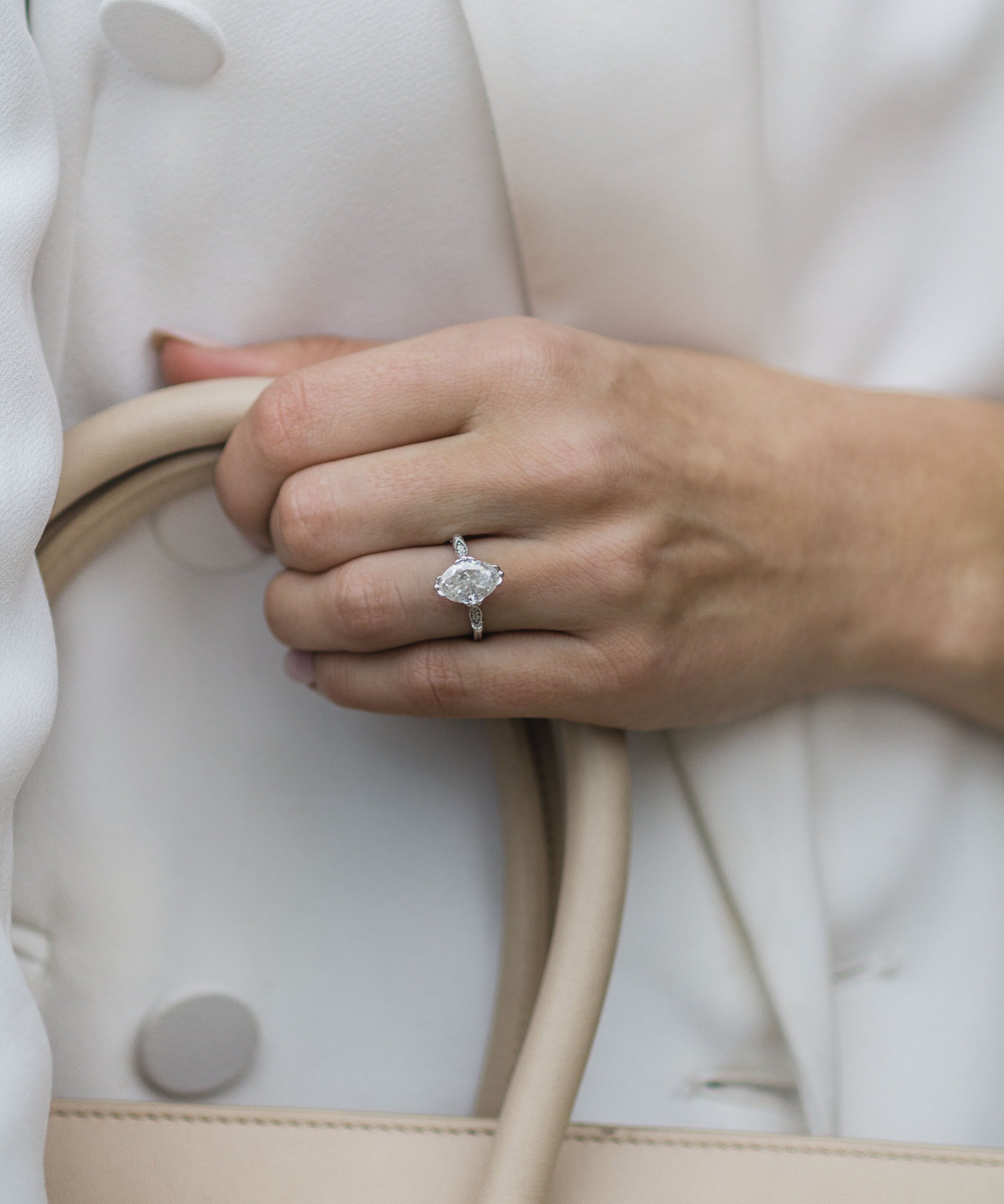 2.10 CT Oval Solitaire Moissanite Engagement Ring 2