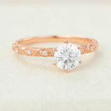 Round Milgrain Pave Lab-Grown Diamond Engagement Ring