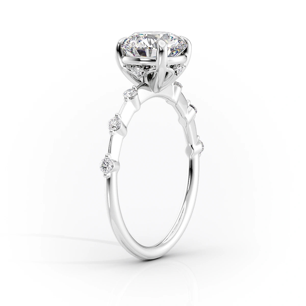 Dainty Pave Engagement Ring Featuring 2.0 CT Emerald Moissanite 2