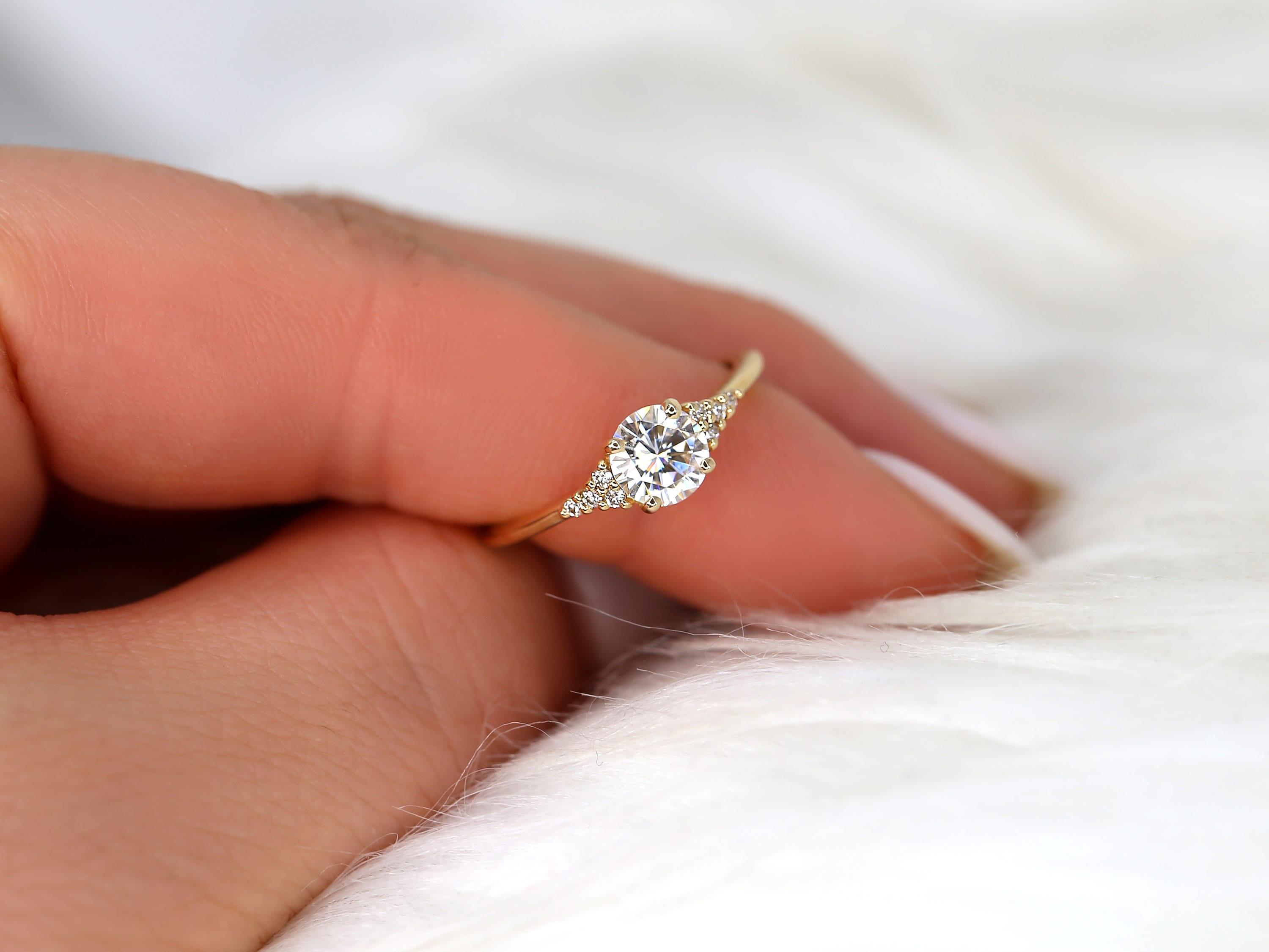 Round Cluster Lab Grown Diamond Engagement Ring