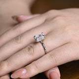 Stunning 1.0 - 2.0 CT Emerald Moissanite Engagement Ring with Hidden Halo Design 4