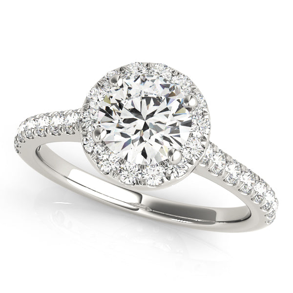 1.50 CT Round Shaped Moissanite Engagement Ring In Halo Design 1