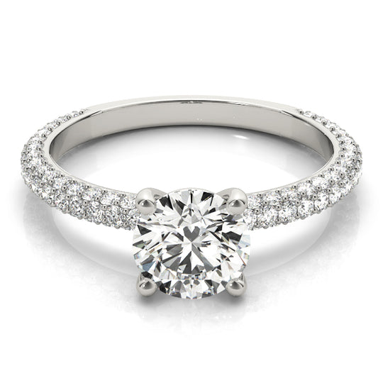 1.2 CT Round Shaped Moissanite Engagement Ring In Pave Design 1