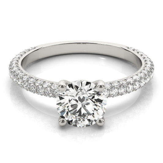 1.2 CT Round Shaped Moissanite Engagement Ring In Pave Design 1