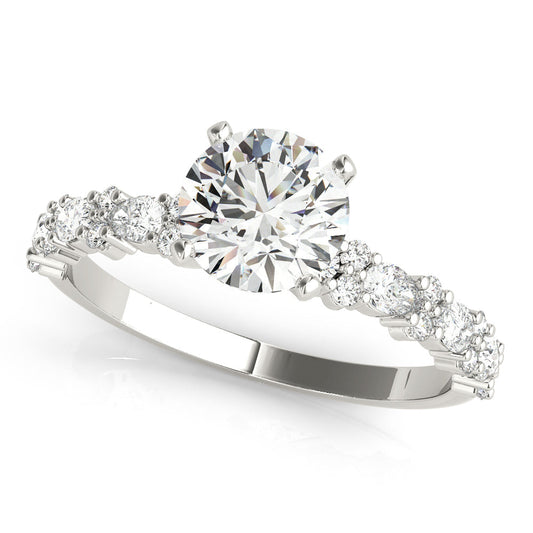 1.5 CT Round Shaped Moissanite Engagement Ring In Pave Design 1