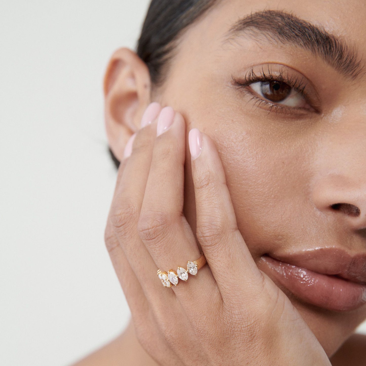 Six Stone Wedding Band Featuring 1.6 TCW Oval Moissanite 3