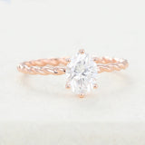 Oval Solitaire Twisted Shank Lab-Grown Diamond Engagement Ring