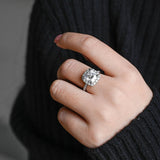 Stunning 1.0 - 2.0 CT Cushion Moissanite Engagement Ring With Pave & Halo Design 4