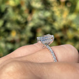 Stunning 2.0 CT Emerald Moissanite Engagement Ring with Hidden Halo & Pave Design 3