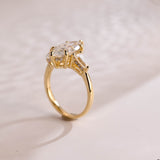 Stunning 1.0 - 2.0 CT Marquise Moissanite Engagement Ring with Three Stone and Hidden Halo Design 7