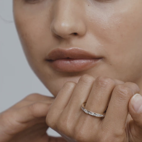 Channel Wedding Band Featuring 0.90 TCW Princess Moissanite 5