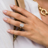 4.60 CT Radiant Solitaire Hidden Halo Moissanite Engagement Ring 1