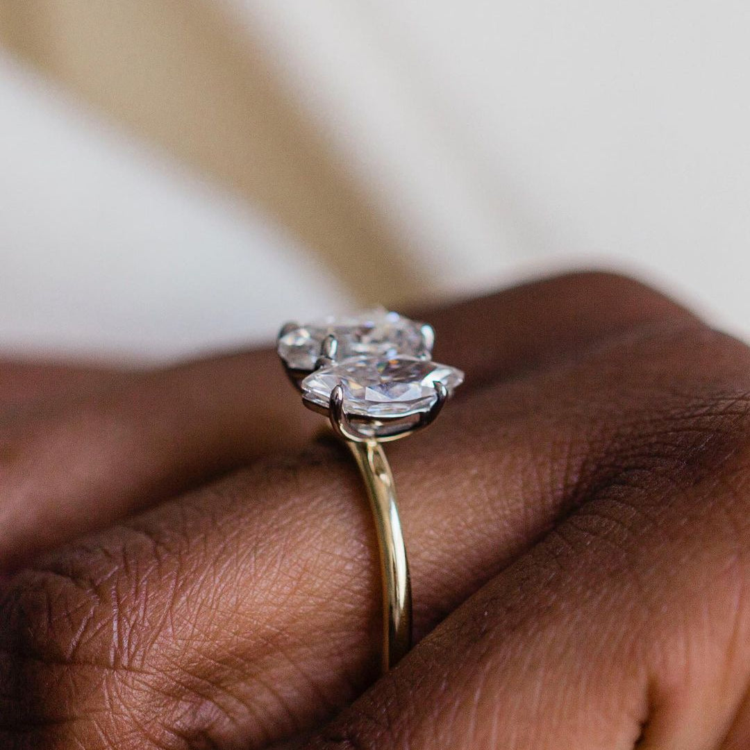 3.45 CT Pear & Marquise Two Stone Moissanite Engagement Ring 3