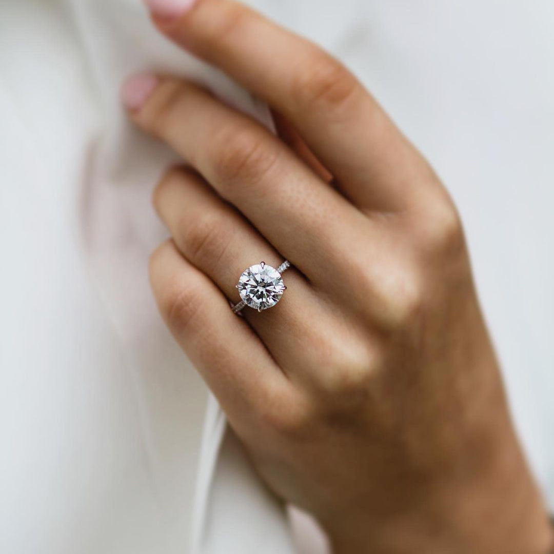 3.10 CT Round Pave Moissanite Engagement Ring