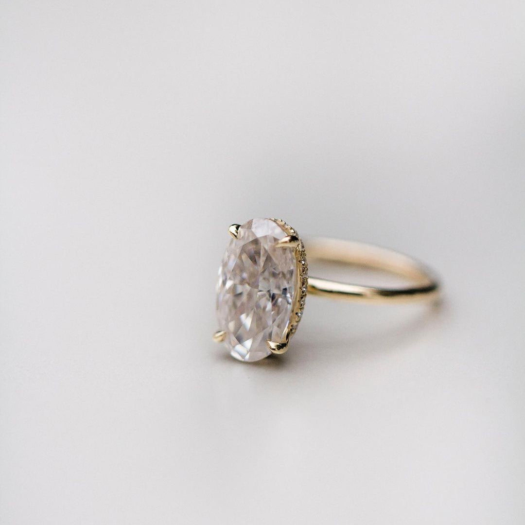 4.40 CT Oval Solitaire Hidden Halo Moissanite Engagement Ring 1