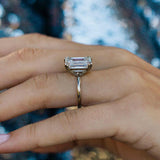 Emerald Solitaire Lab Grown Diamond Engagement Ring