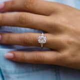 Cushion Three Stone Lab Grown Diamond Engagement Ring