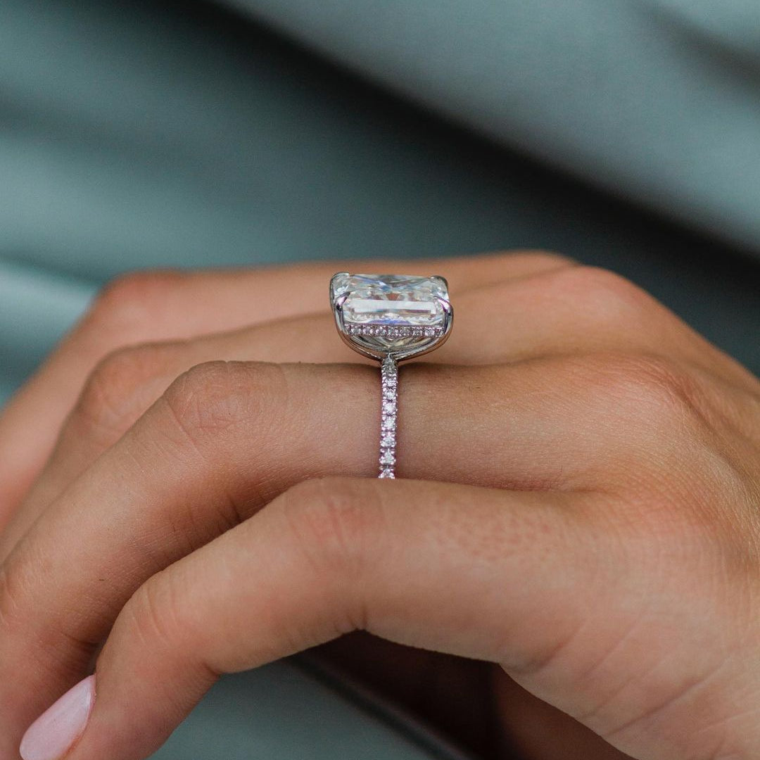 4.79 CT Radiant Hidden Halo Moissanite Engagement Ring