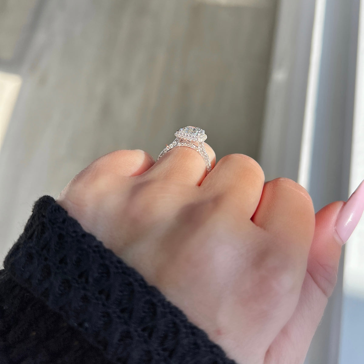 Radiant Halo & Pave Lab Grown Diamond Engagement Ring