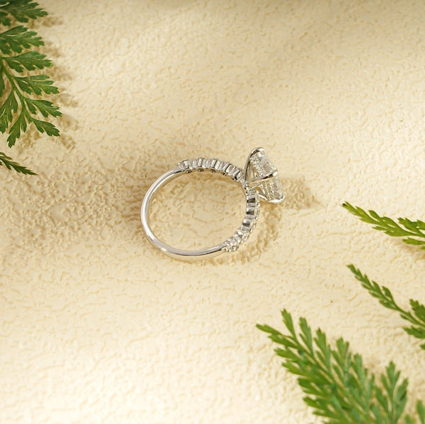 Emerald Pave Lab Grown Diamond Engagement Ring