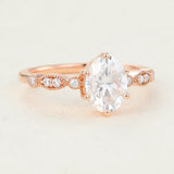 Oval Vinatge Pave Lab-Grown Diamond Engagement Ring