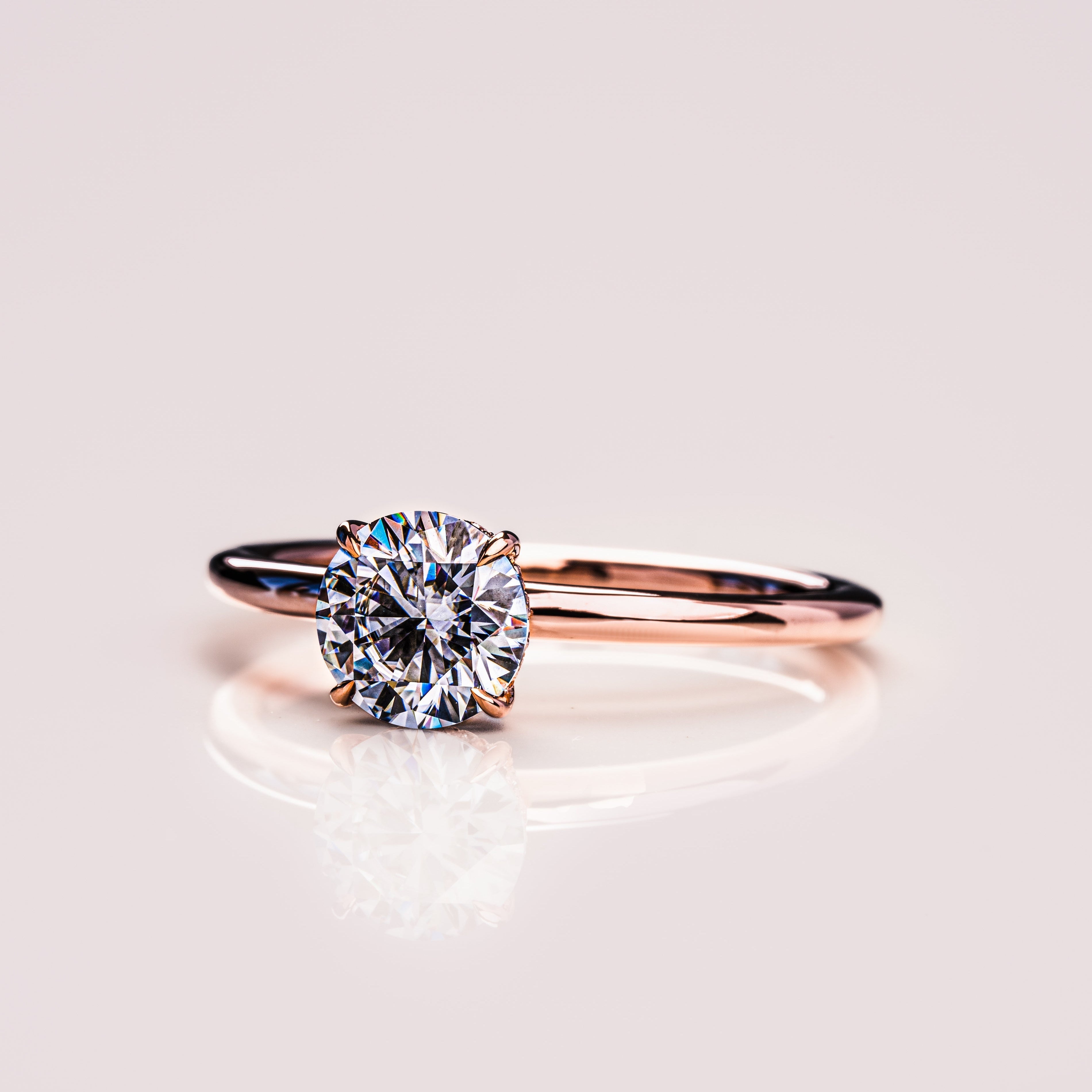 Round Hidden Halo Lab Grown Diamond Engagement Ring