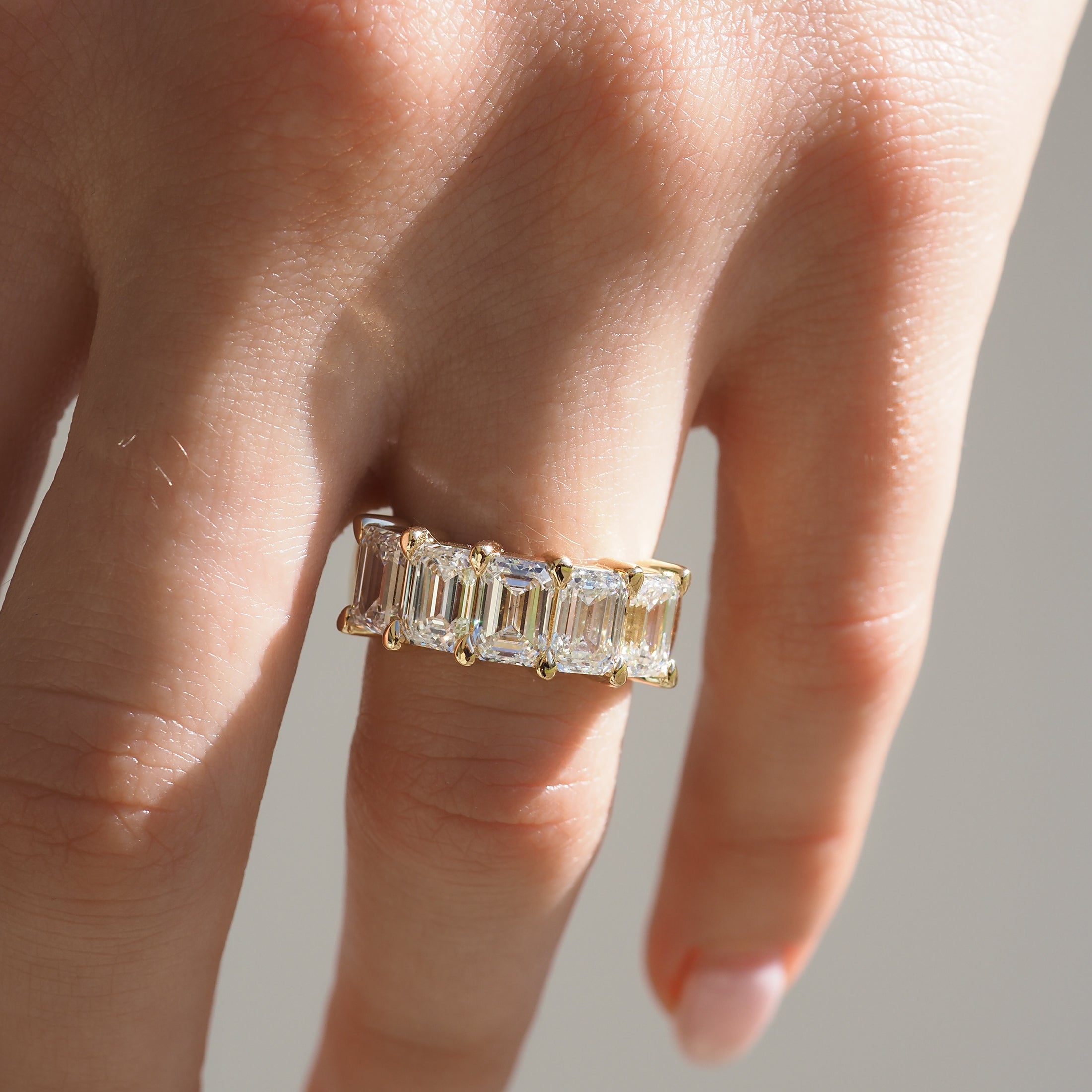 Half Eternity Wedding Band Featuring 3.30 TCW Emerald Moissanite 8