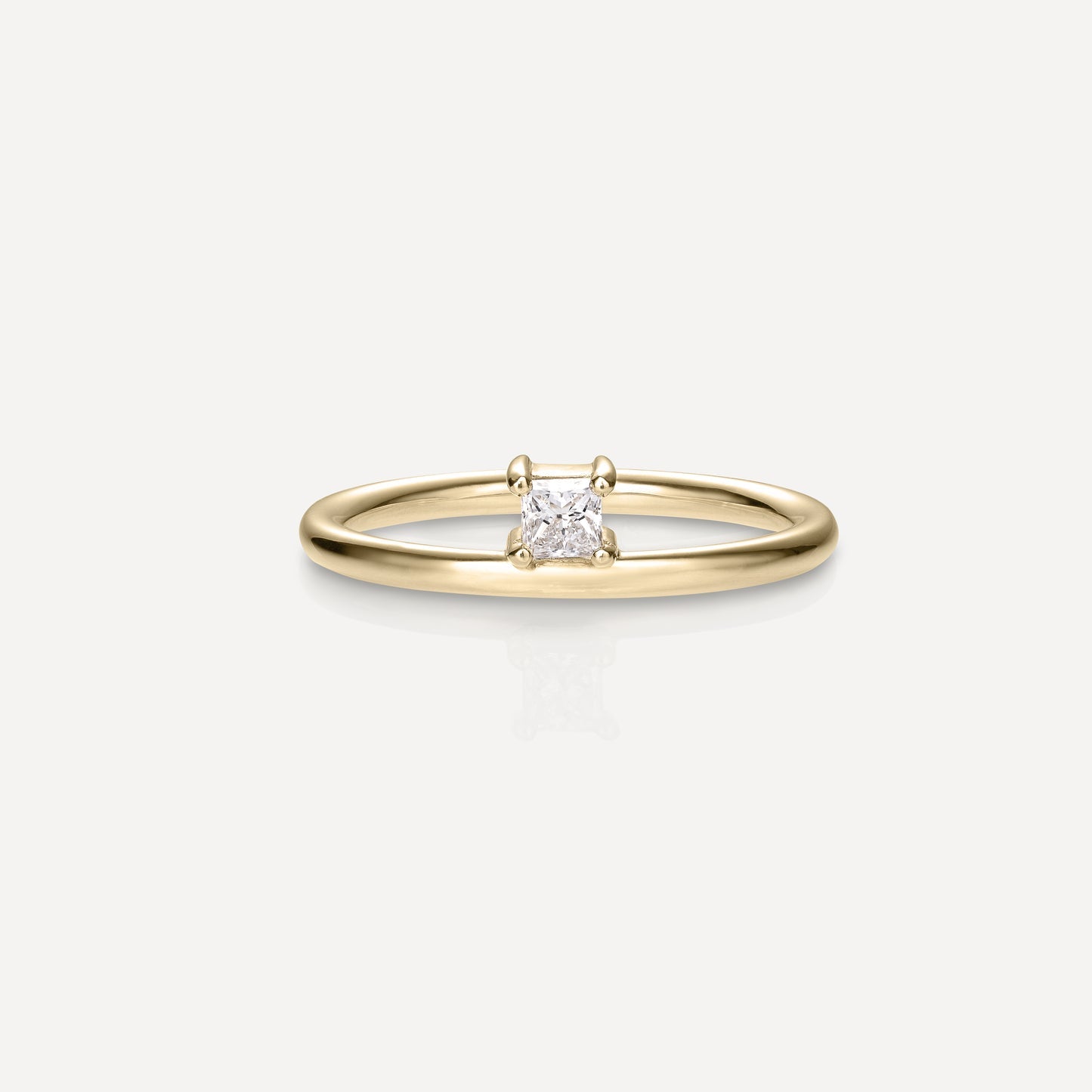 Offset Solitaire Engagement Ring Featuring 0.20 CT Princess  Moissanite 3