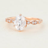 Oval Vinatge Pave Lab-Grown Diamond Engagement Ring