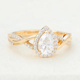 Pear Halo Pave & Twisted Pave Lab-Grown Diamond Engagement Ring
