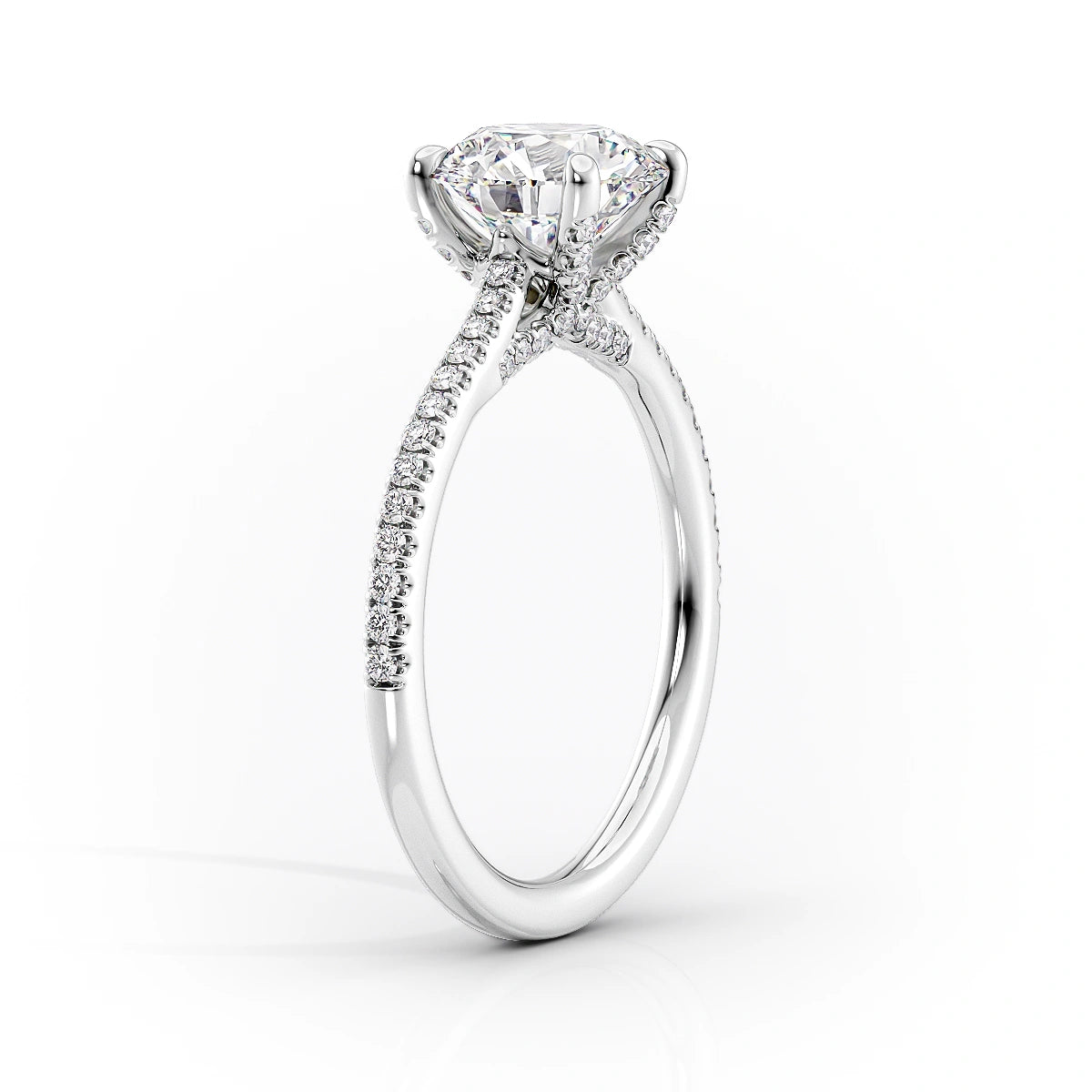 Pave Engagement Ring Featuring 1.5 CT Radiant Moissanite 2