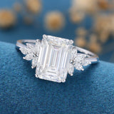 Emerald Cluster Lab Grown Diamond Engagement Ring