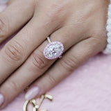 Oval Halo & Pave Lab Grown Diamond Engagement Ring
