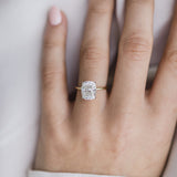 Elongated Cushion Hidden Halo Lab Grown Diamond Engagement Ring