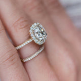 Cushion Halo & Pave Lab Grown Diamond Engagement Ring