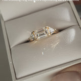 1.0 CT Emerald Moissanite Three Stone Style Engagement Ring - farrellouise