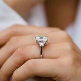 Asscher Three Stone Lab Grown Diamond Engagement Ring