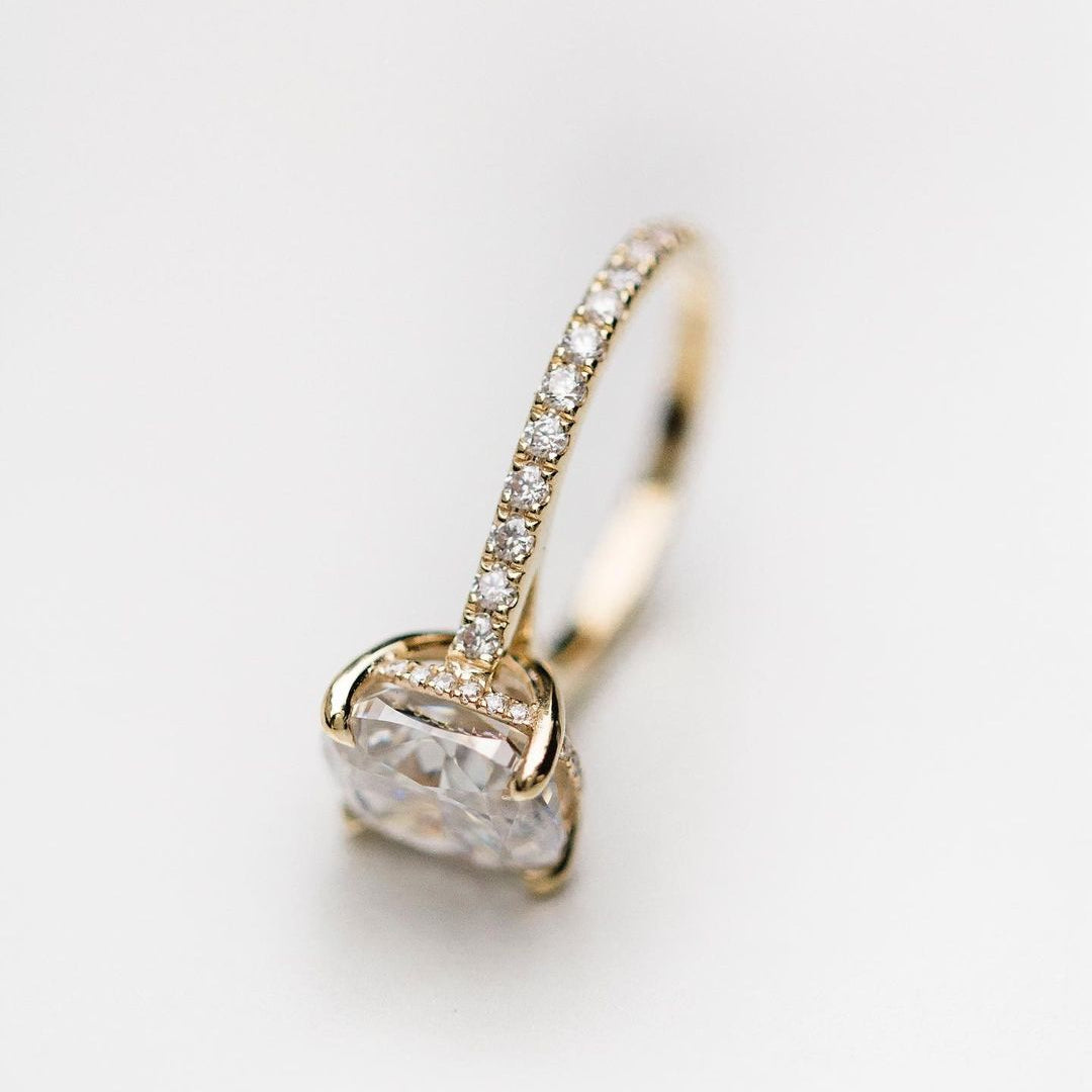 4.65 CT Cushion Pave Moissanite Engagement Ring