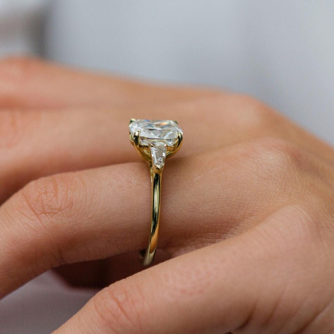Cushion Three Stone Lab Grown Diamond Engagement Ring