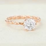 Round Twisted Shank Lab-Grown Diamond Engagement Ring